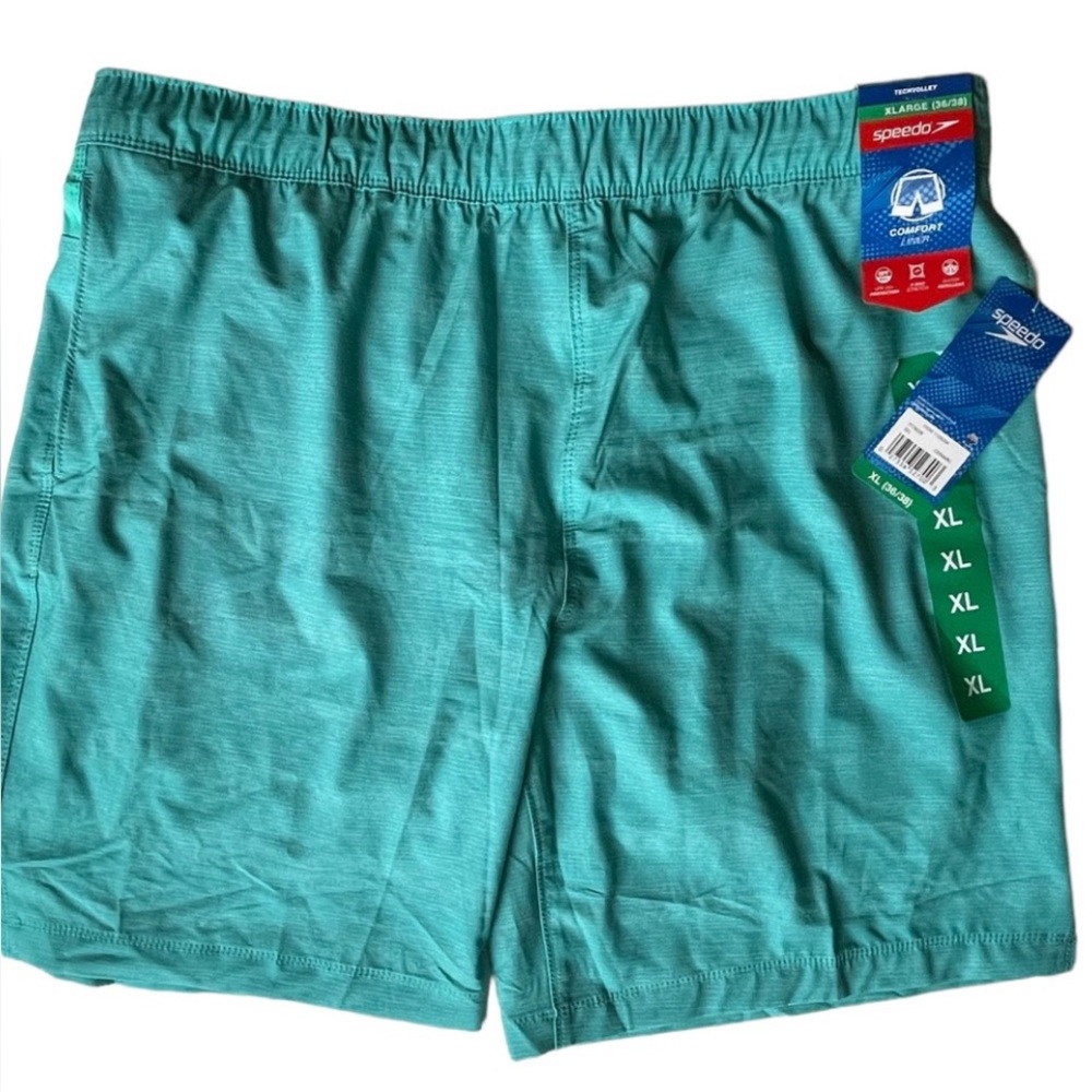 ROCK BOTTOM! NEW Mens Speedo TechVolley Lined Swim Trunks / Swimsuit, Aqua, XL - Picture 2 of 9